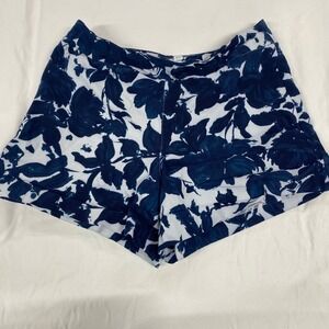 Margaret M Slimming Pant Floral Shorts Navy Blue White Botanical Size Medium